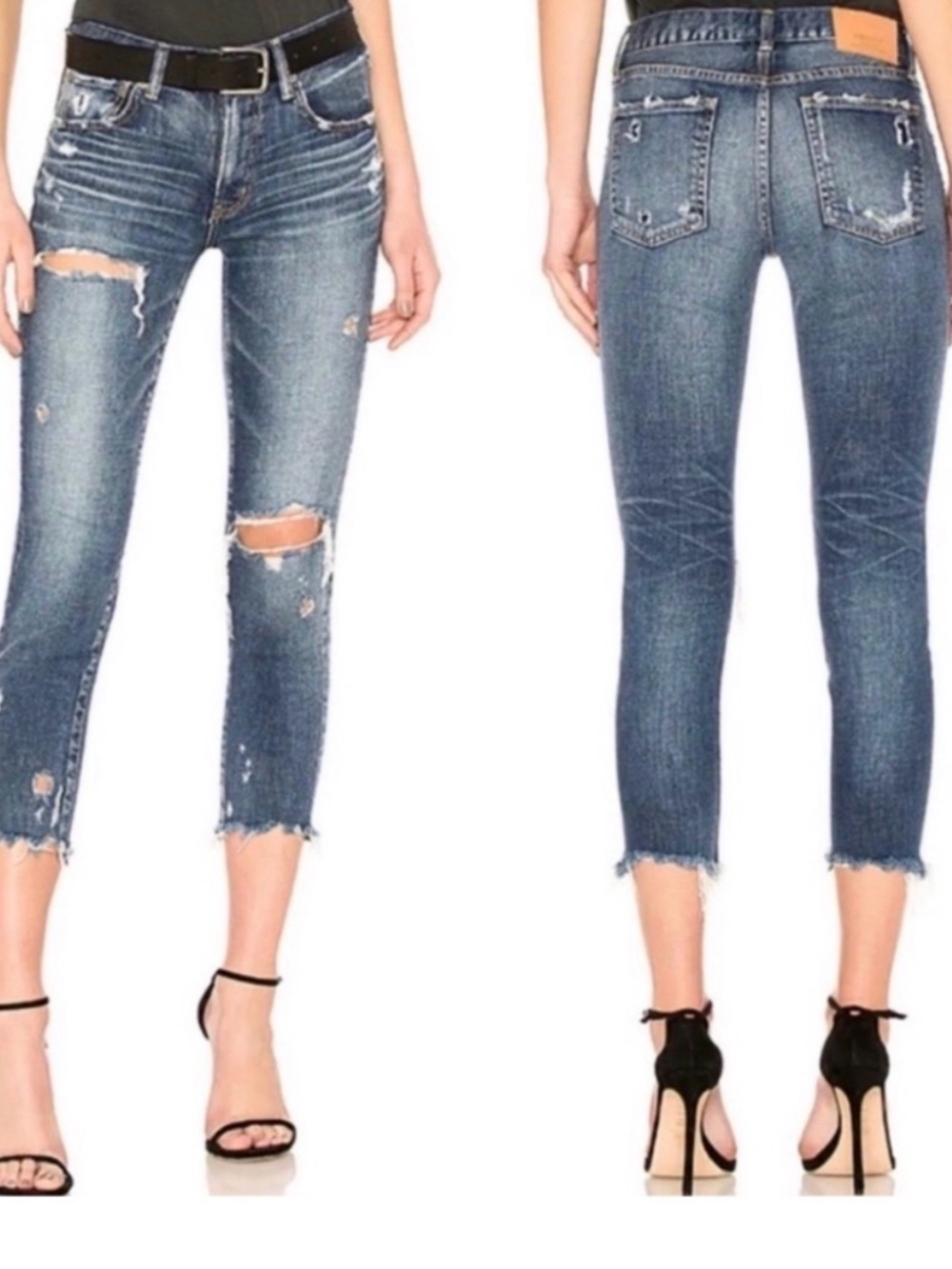 MOUSSY Vintage Isko Ridgewood Jeans 24 Distressed Ripped Raw Hem Made in Japan